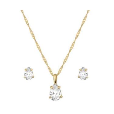 Imagem de Conjunto de Semijoia com Gotas de Zircônias Banhado a Ouro 18K - RBM W