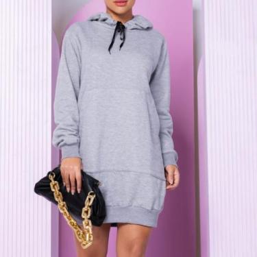 Imagem de Blusao de Moletom longo  Feminino - Mclube, Cinza, P