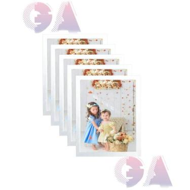 Imagem de Kit 5 Porta Retrato Com Vidro 30x42 A3 Moldura Branco Para Fotos e Dec
