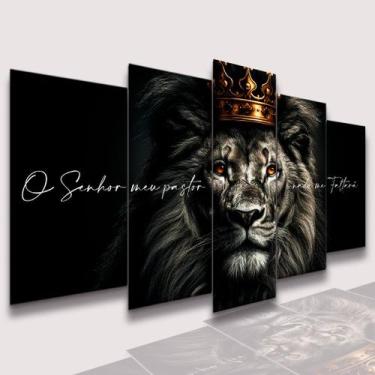 Imagem de lConjunto Quadro Decorativo Mosaico Com Foto Personalizado Leão Cristo