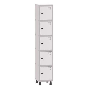 Imagem de Armário Guarda Volume Locker Roupeiro 1 Vão 5 Portas Aço GRP501/5 Cinz