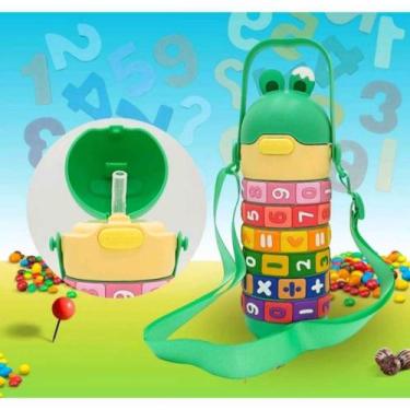 Imagem de Garrafa Térmica 430Ml Inox Infantil Tabuada Números Interativa Educaci