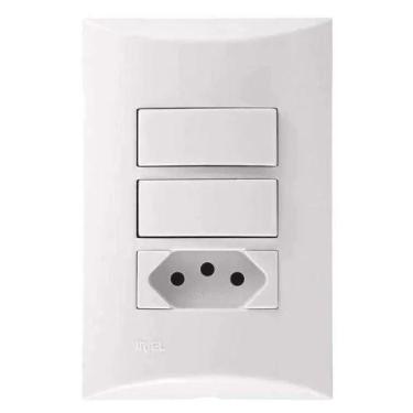 Imagem de Conjunto 2 Teclas Interruptor Simples e 1 Tomada 2P+T 10A 250V Embutir