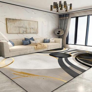 Imagem de Tapete geométrico dourado para sala de estar, decoração de área grande, tapetes para casa, para quarto, sofá macio, JH020, flanela, 4.200 x 300 cm, 78,7 x 118 pol.