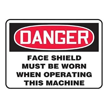 Imagem de Accuform Placa de segurança "Danger Face Shield Must Be Worn When Operating This Machine" (MPPA018VP)