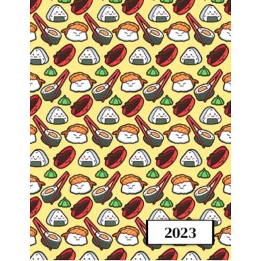 Imagem de 2023: Agenda semainier au format A4 - Année civile (Janvier à Décembre 2023) - Intervalles d'1h (7h-22h) - Contacts, jours fériés, mots de passe, ... - Une semaine sur deux pages