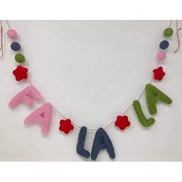 Imagem de HxuanH Guirlanda de Falala Awesome Bros Craft com Estrelas Vermelhas e Bolas Coloridas Feitas de Feltro de Lã com Costura À Mão, 60" (Guirlanda de Falala de Natal)