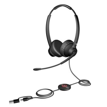 Imagem de Cyber Acoustics Fone de ouvido USB-C com cancelamento de ruído AI (AC-304C) - microfone elimina o ruído de fundo em escritórios, casas ou qualquer ambiente, preto