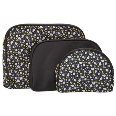 Imagem de Conjunto de 3 bolsas de maquiagem Glamlily Daisy para mulheres, bolsa de cosméticos para viagem e higiene pessoal