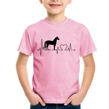 Imagem de Camiseta Infantil Cavalo Batimentos Cardíacos - Foca na Moda, Rosa beb