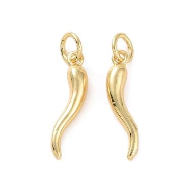Imagem de UR URLIFEHALL 10 peças de pingentes de pimenta, latão banhado a ouro 18 K, berloques vintage de cornicello de chifre italiano para fabricação de joias a granel, NÃO, latão, sem pedra preciosa, NO,