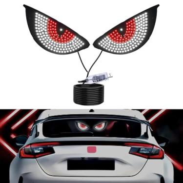 Imagem de PIFOOG Luz de olho de diabo para para-brisa de carros, luzes LED de olho de demônio, piscando para janela traseira do carro, sinal de fúria de estrada, iluminação de sinal, USB, dispositivos legais