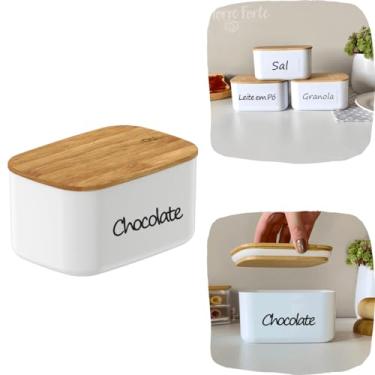 Imagem de Pote Hermético Tampa De Bambu Organizador Porta Mantimentos 650ml (Chocolate)