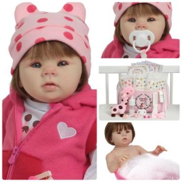 Imagem de Bebê Reborn Menina Girafinha Cabelo Fio a Fio Com Pelúcia - Cegonha Re
