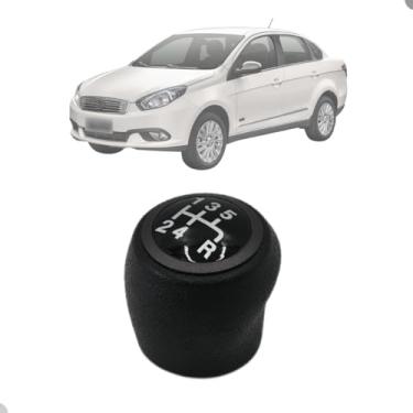 Imagem de Manopla Bola de Câmbio Grand Siena 2012 2013 2014 2015 2016 2017 2018 2019 2020 Preta anel Cinza Chumbo