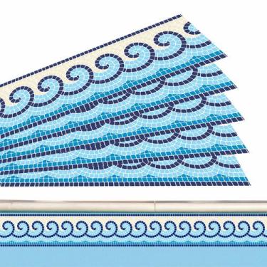 Imagem de Kit 09 Adesivos Piscina Mosaico Ondas Do Mar Azul E Areia 100x10cm - R