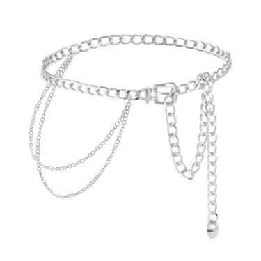 Imagem de JAZTAKU Cinto de metal multicamadas para mulheres, corrente de barriga para vestidos, jeans, saias, calças, Medium
