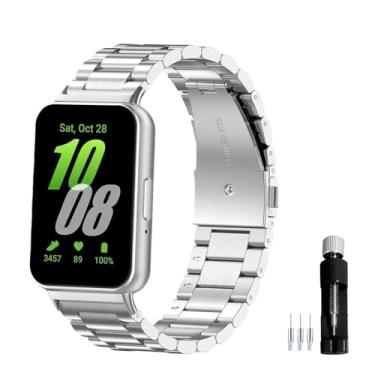 Imagem de Gheper Pulseira de metal compatível com Samsung Galaxy Fit3 [2024] SM-R390 pulseira de substituição de aço inoxidável sólido, pulseira acessória, prata