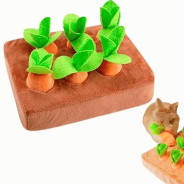 Imagem de Brinquedos interativos de enriquecimento de coelhos, esconde-esconde com cenoura de pelúcia para tédio e estimulação, quebra-cabeça de coelho para filhotes, porquinhos da índia, gatinho, chinchila
