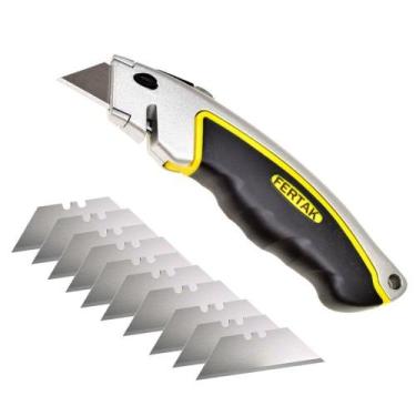 Imagem de Estilete Trapezoidal Profissional Com 5 Laminas + Jogo de Lâminas com 