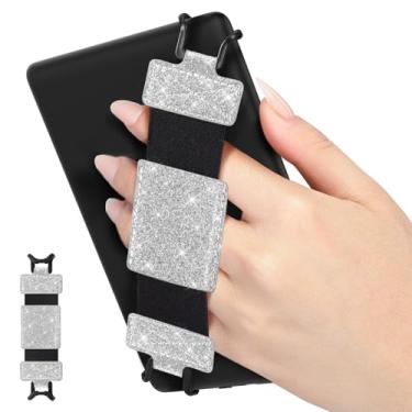 Imagem de MoKo Alça de mão macia para tablet Kindle eReaders Fire de 6-8 polegadas Kindle/Kobo/Voyaga/Lenovo/Sony Kindle E-Book, preto de alta elasticidade versátil alça de mão leve, prata brilhante