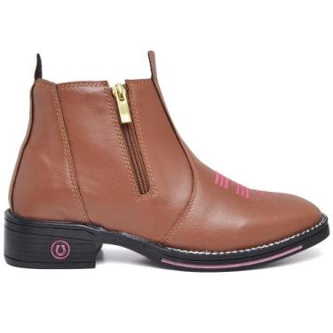 Imagem de Bota Botina Feminina Texana Bico Quadrado Confortável Com Zíper ou Ped