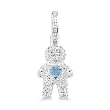 Imagem de Pingente Menino Cravejado Coração Azul Claro Prata 925 - AMENNA PRATAS