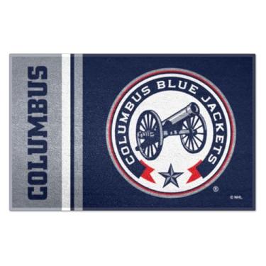 Imagem de FANMATS Tapete para iniciantes Columbus Blue Jackets 19260-48,2 cm x 76,2 cm | Tapete para decoração de casa para fãs de esportes e design de uniforme de tapete de tailgating