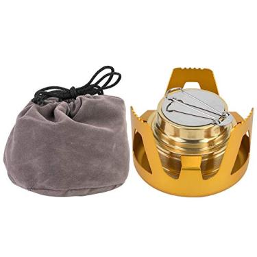 Imagem de Fogão portátil e leve a álcool com potência de fogo ajustável para acampamento e caminhada (ouro)
