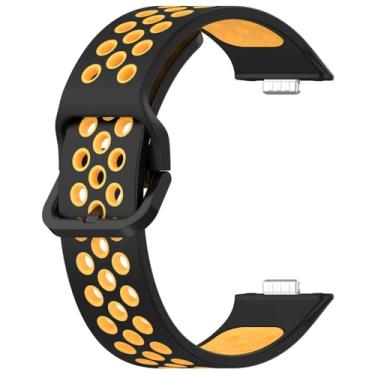 Imagem de XLCZMYL Para Huawei Watch Fit 3/2 Pulseira de silicone esportiva macia para huawei fit pulseira de substituição, preta e amarela, para Huawei Watch Fit3