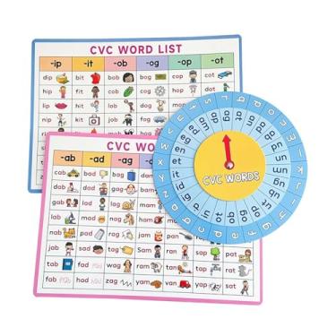Imagem de TTETTZ 3x Posters fonéticos em inglês, roda de toca interativa de aprendizado de Word Spelling CVC, versáteis gráficos de fonética da parede pré -escolar