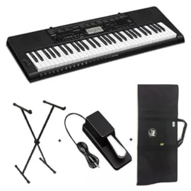 Imagem de Kit TecladoCasio Musical Teclas Sensíveis Completo CTK3500 5/8 com Pedal, Capa e Suporte