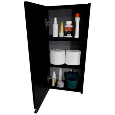 Imagem de Armário Aéreo Estreito 30cm Para Remédios/Banheiro Lavação (Porta Esquerda, Preto)