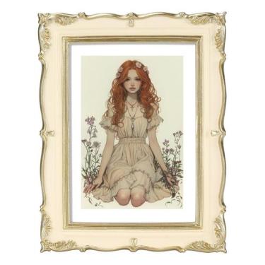 Imagem de Porta-retratos PHAREGE Vintage 13x18cm em ouro bege com tapete