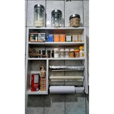 Imagem de Nicho Porta Temepero Com 3 Suportes Papel Aluminio Toalha filme Prateleira Para Cozinha