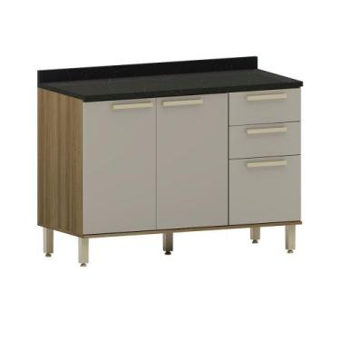 Imagem de Balcão de Pia 120cm 03 Portas e 2 Gavetas com Tampo Isis Luciane Móvei