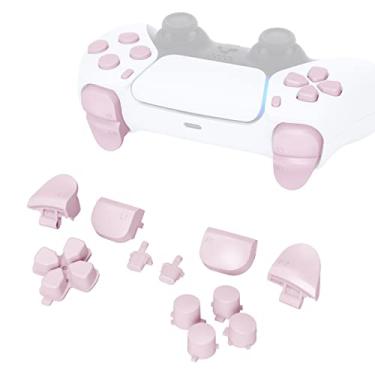 Imagem de eXtremeRate Botões de substituição D-pad R1 L1 R2 L2 Gatilhos Opções de compartilhamento de botões faciais, Cherry Blossoms rosa conjunto completo compatíveis com controle ps5 BDM-010 e BDM-020