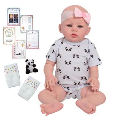 Imagem de Bebe Reborn Menina Princesa Roupa Panda + Acessórios - Cegonha Reborn 