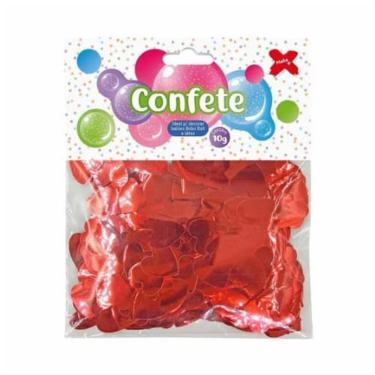 Imagem de Confete P/ Balões Coração Vermelho Metalizado 1,5cm 10g