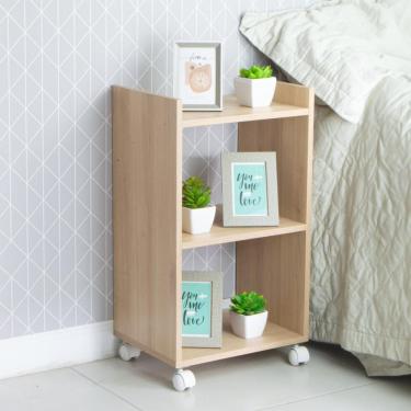 Imagem de Estante Multiuso Carvalho Para Quarto Sala Com Rodízio 40cm