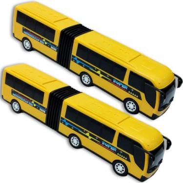 Imagem de 2 Ônibus Brinquedo Articulado Metropolitano Plástico Grande (2 Amarelo)