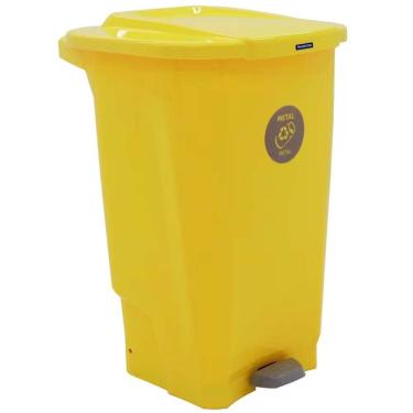 Imagem de Lixeira Para Coleta Seletiva Com Pedal Tramontina T-force Amarelo