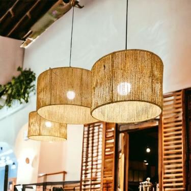 Imagem de Kit Composição 3 Luminárias Rústica Lustre Pendente Cúpula - CHARMHOUS