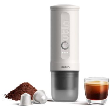 Imagem de Mini Máquina de Café Expresso Elétrica Portátil para Café Moído ou Cápsula, 12V 24V Outin, Branca