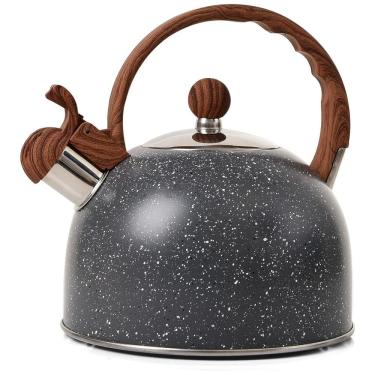 Imagem de VONIKI Chaleira 2L com Apito e Cabo ergonômico, Aço Inoxidável, Preto