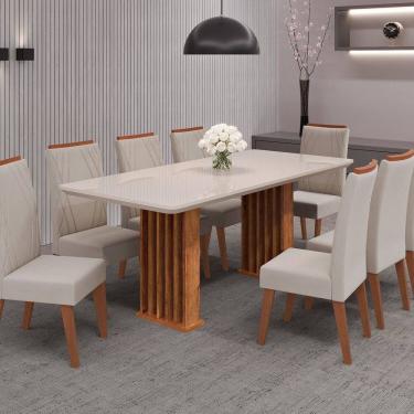 Imagem de Conjunto Sala de Jantar 8 Cadeiras Vegas Mel/ Blonde /Pastel