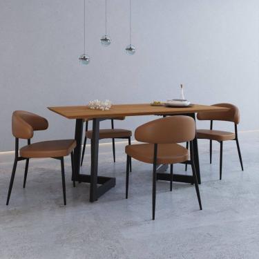 Imagem de Mesa de Jantar com 4 Cadeiras Bless Toronto Caramelo/Mel/Preto