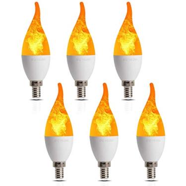 Imagem de FIVEAGE Lâmpadas De Candelabro Led Com Chamas Piscantes Simuladas Fogo, Pacote 6 Unidades, Luz Efeito E12 Branca Quente 2 W E 1800 K, Emulação 3 Modos Iluminação, Geral, Respiração Para Decoração In