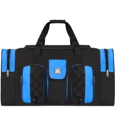 Imagem de Mala de Viagem Espaçosa, 70 Litros, Alças Reforçadas, Tamanho Médio (Preto Com Azul)