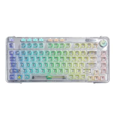 Imagem de Odpaltoy Teclado Mecânico Transparente F81 75% Forbt5.0/2.4G/Usb-C, Com Teclas Hot-Swappable, Rgb Gaming Para Win/Mac, Vedação, 4000Mah (Branco)
